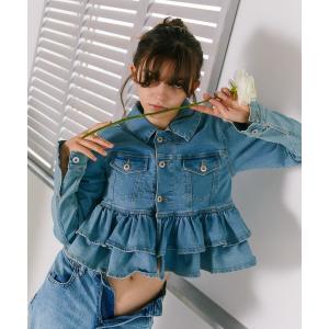 デニムジャケット gジャン 「mieya mieya」mieya frill denim JK /フリルデニムジャケット レディース