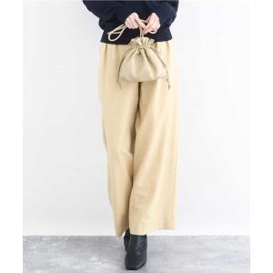 パンツ カラーツイードワイドパンツ/洗える レディース