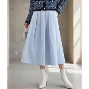 スカート メモリータフタ タックフレアスカート/洗える