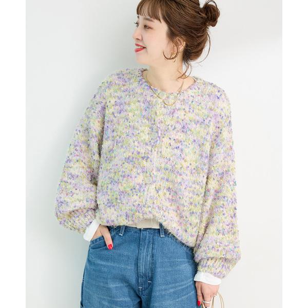 カーディガン 「追加7」手洗い可 / ポコポコヤーンミックス2WAYカーディガン レディース