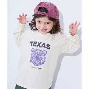 tシャツ 綿100% デビラボ BIGシルエット プリント袖リブ 長袖Tシャツ キッズ 子供服 男の子 女の子