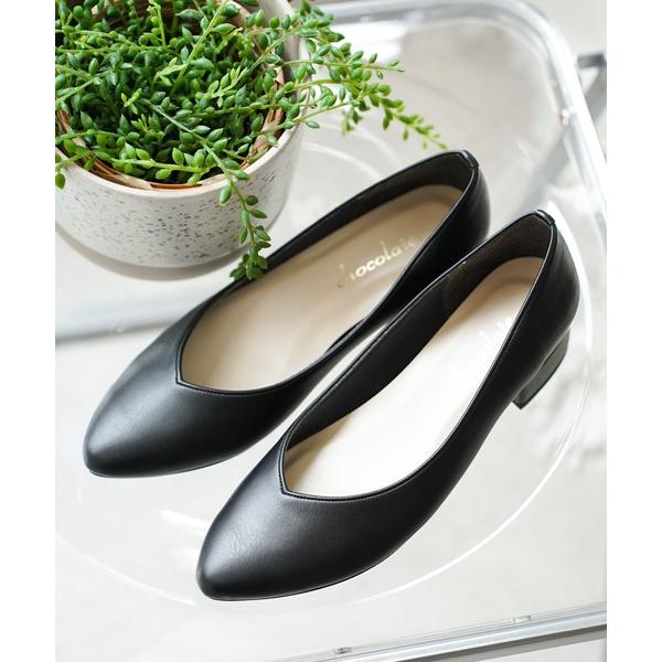 パンプス 晴雨兼用 Vカット ストレッチパンプス「日本製」