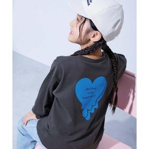 tシャツ 綿100％ デビラボ ガールズ BIGシルエットプリント袖リブ 長袖Tシャツ キッズ 子供服 女の子