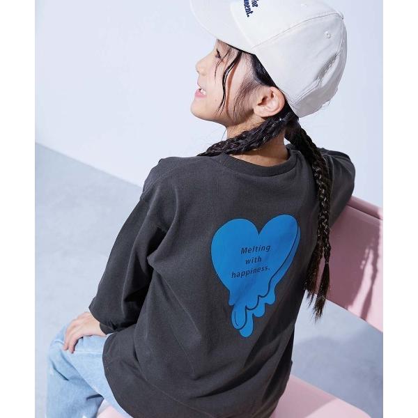 tシャツ 綿100％ デビラボ ガールズ BIGシルエットプリント袖リブ 長袖Tシャツ キッズ 子供...