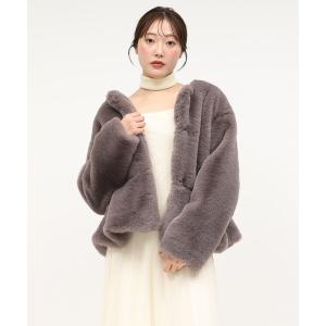 コート アウター ペプラムファージャケット レディース