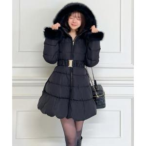 ダウンコート ダウンジャケット ドレスミドルパフィーコート レディース
