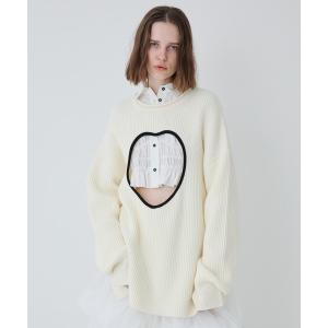 ニット セーター Heart Cutting Oversized Sweater/ハートカッティングオーバーサイズセーター レディース