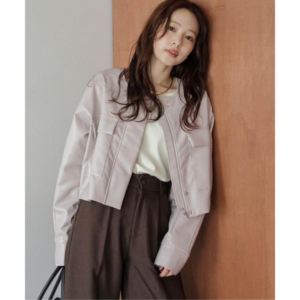 ジャケット ノーカラージャケット ショート丈ブルゾンジャケット レディース