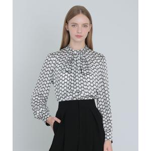 ブラウス シャツ 「セットアップ対応商品」メーレプリントリボンタック ブラウス レディース