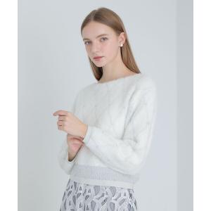 ニット セーター フェザージャガードビジュー プルオーバー レディース