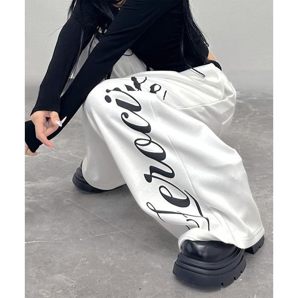 スウェットパンツ ジャージ 「 UNISEX 」サイドレタリングワイドスウェットパンツ レディース ...