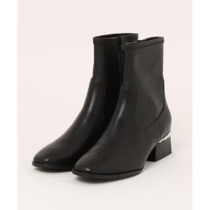 ブーツ 「PARADIS COULEUR」パールヒールストレッチショートブーツ(33005P) レディース