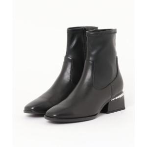 ブーツ 「PARADIS COULEUR」パールヒールストレッチショートブーツ(33008P) レディース