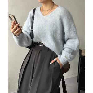 ニット セーター アルパカ混Vネックゆるニット レディース