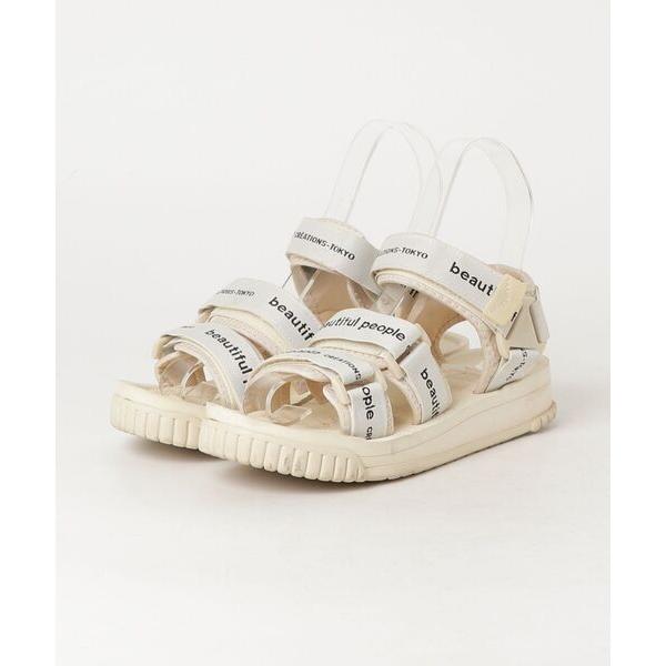 「beautiful people」 フラットサンダル「SHAKAコラボ」 23cm ホワイト レデ...