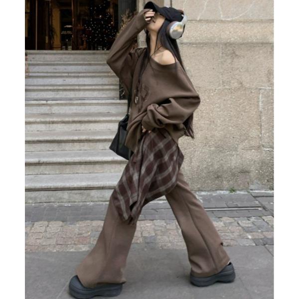 セットアップ 「上下セット」ナンバリング  スウェット×スウェットパンツ セットアップ レディース ...