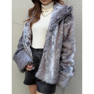 コート アウター ニュアンスカラーファーコート レディース
