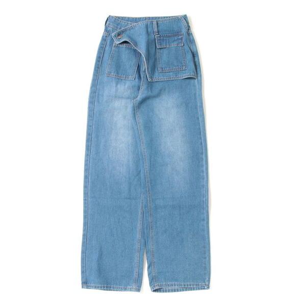 ジーンズ デニム デニムパンツ フロントポケットデザインワイドレングス モッピングデニム レディース
