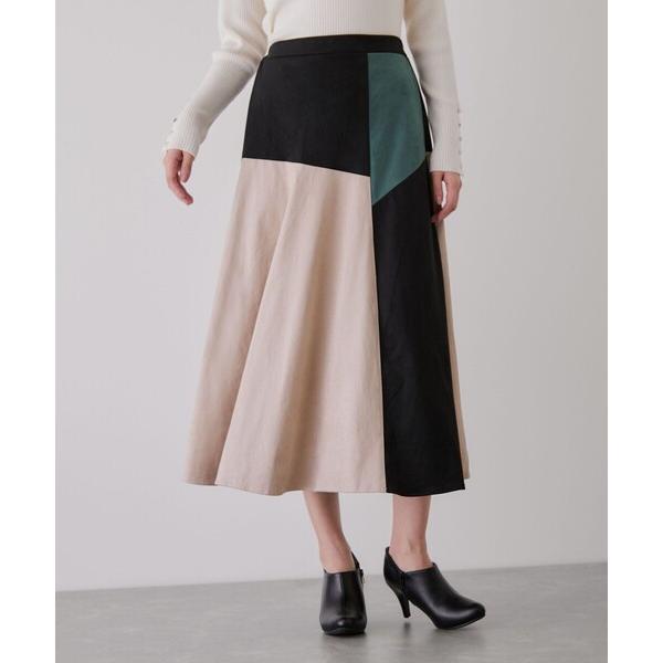 スカート バイカラースウェードスカート