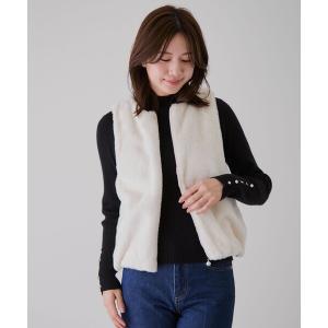ベスト ジレ パール付きファーベスト レディース