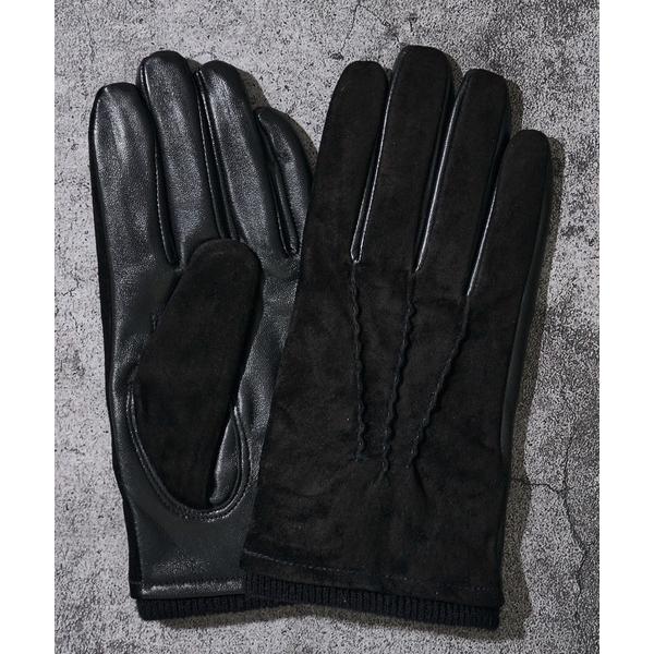 手袋 「WEB限定」スマホ対応 スエードニットカフスグローブ メンズ レディース