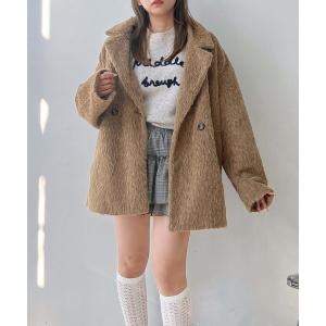 ジャケット テーラードジャケットダブルにゆるっとビッグサイズ シャギージャケットコート レディース