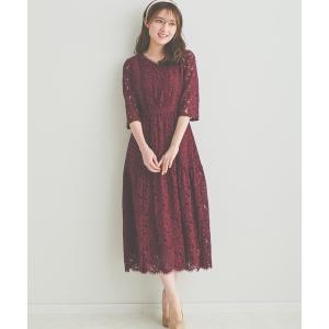 「LAISSE PASSE」 半袖ワンピース 36 レッド レディース