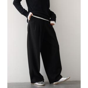 スラックス パンツ 「後ろウエストゴム」タックワイドスラックス　m_01 レディース