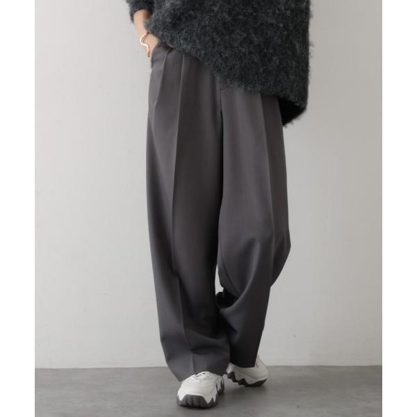 スラックス パンツ 「後ろウエストゴム」タックワイドスラックス　m_01/シーズンレス/メンズライク...
