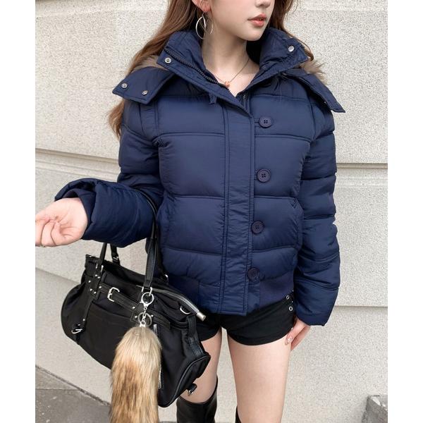 ダウンコート ダウンジャケット ファーフードショートダウンジャケット レディース