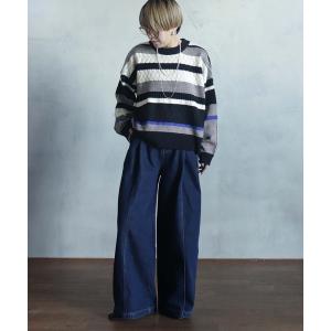 ジーンズ デニム デニムパンツ デニム起毛ワイドパンツ レディース