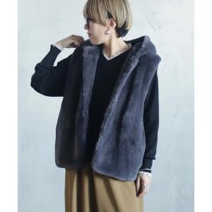 ベスト ジレ ボアフードベスト レディース