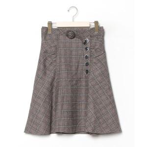 「nanette lepore」 チェック柄スカート 2 ブラウン レディース