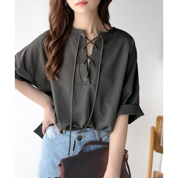 「Java」 半袖カットソー X-LARGE チャコール レディース