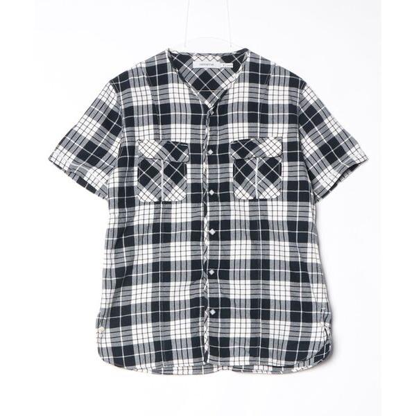 「nonnative」 チェック柄半袖ブラウス 1 ネイビー レディース