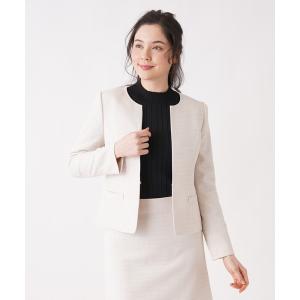 「en recre」 ノーカラージャケット 2 ベージュ レディース