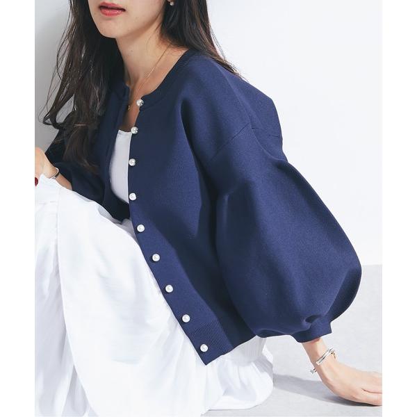 「La boutique BonBon」 7分袖ニットカーディガン FREE ネイビー レディース