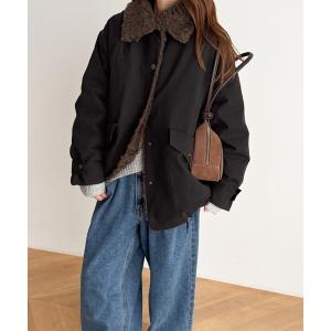 ダウンコート ダウンジャケット diggity　襟ボアハーフダウンコート レディース