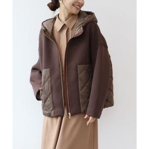 ブルゾン アウター ダンボールニットフード切替ブルゾン レディース