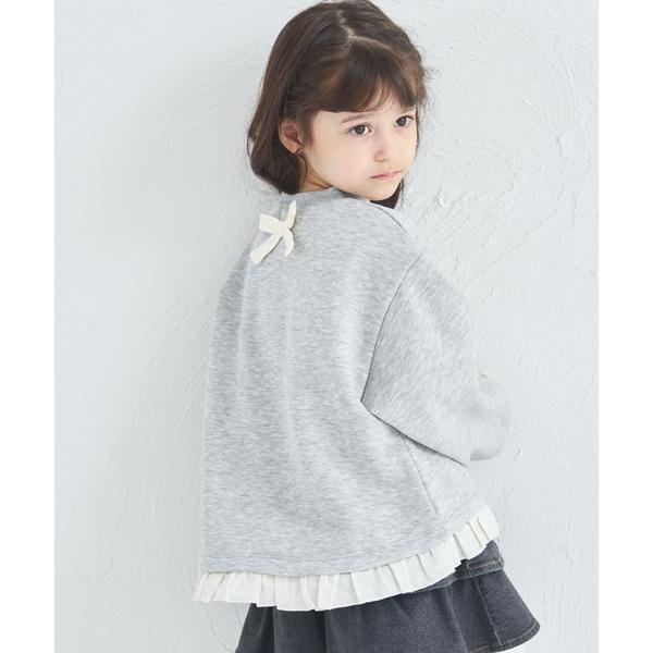 トレーナー  「ぬくふわ」ガールズ 裾フリル バックリボン 裏起毛 トレーナー キッズ 子供服 女の...