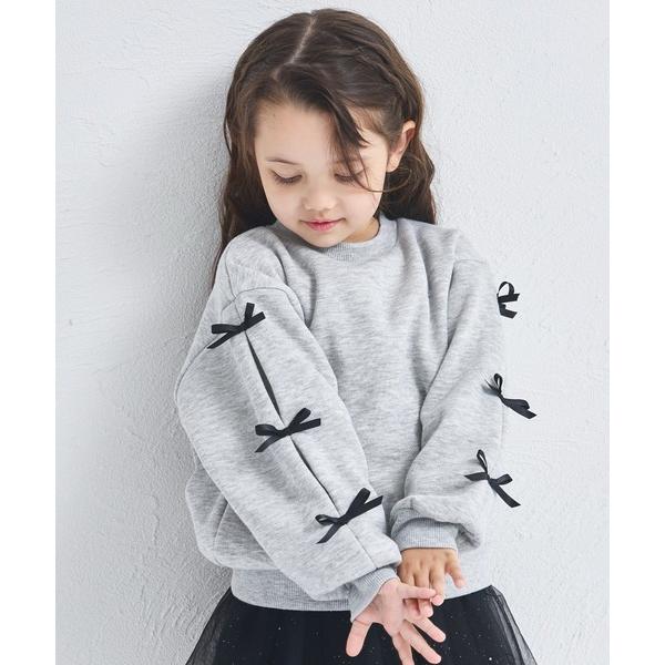 トレーナー  「ぬくふわ」ガールズ 袖リボン 裏起毛 トレーナー キッズ 子供服 女の子
