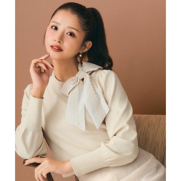 ニット セーター 「元宝塚トップ娘役 綺咲愛里さん着用」エリシアストレッチ_レース*タフタリボンネッ...