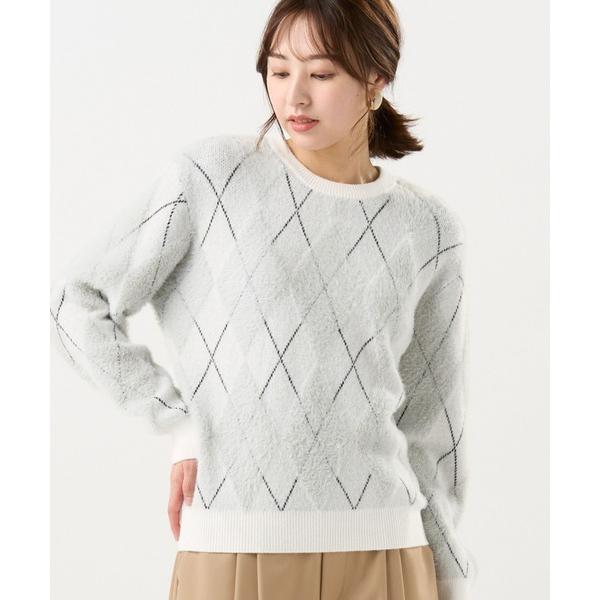 ニット セーター 「Pitta Re:)」 フェザーアーガイル プルオーバー レディース