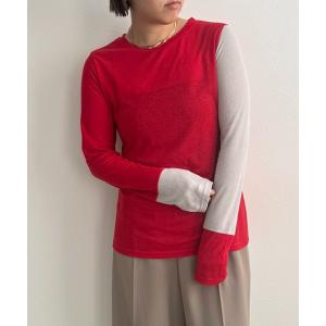 tシャツ バックロゴバイカラーカットトップス レディース