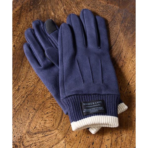 手袋 「SETUP7」フェイクスエードニットカフス手袋　スマホ対応/裏ボア  WINGI メンズ