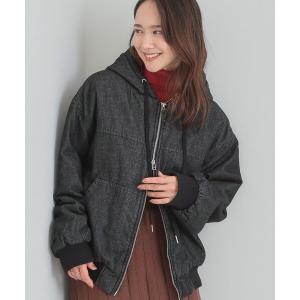 ブルゾン アウター デニム中綿フーディーブルゾン レディース