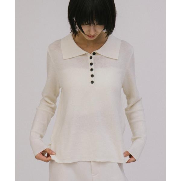 ニット セーター ベーシックポロニットトップス レディース