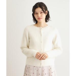 カーディガン 「人気デザイン！アルパカ混／ビジュー付き」ニットカーディガン レディース