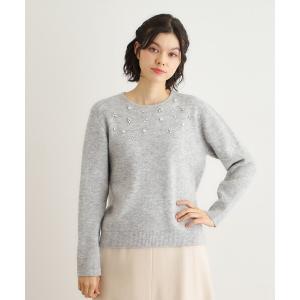 ニット セーター 「モヘヤ混／洗える／ビジュー付き」プルオーバーニット レディース