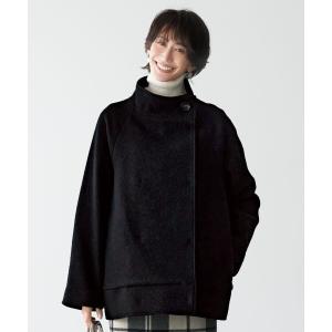 コート アウター ＩＥＤＩＴ　ウール混スライバー素材で軽やか　スタンドカラーで顔まわり華やか　スライバーショートコート レディース